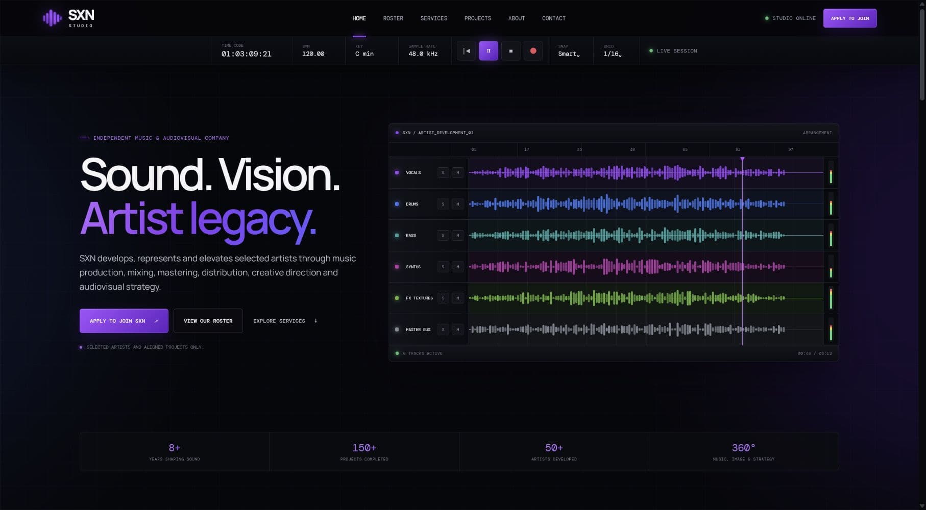 Portada de SXN Studio con su interfaz de producción musical