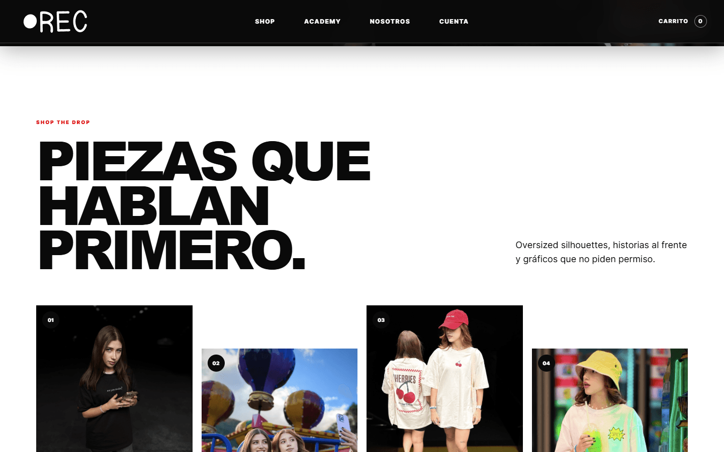 Vista de la colección de productos en la tienda de RECTHEBRAND